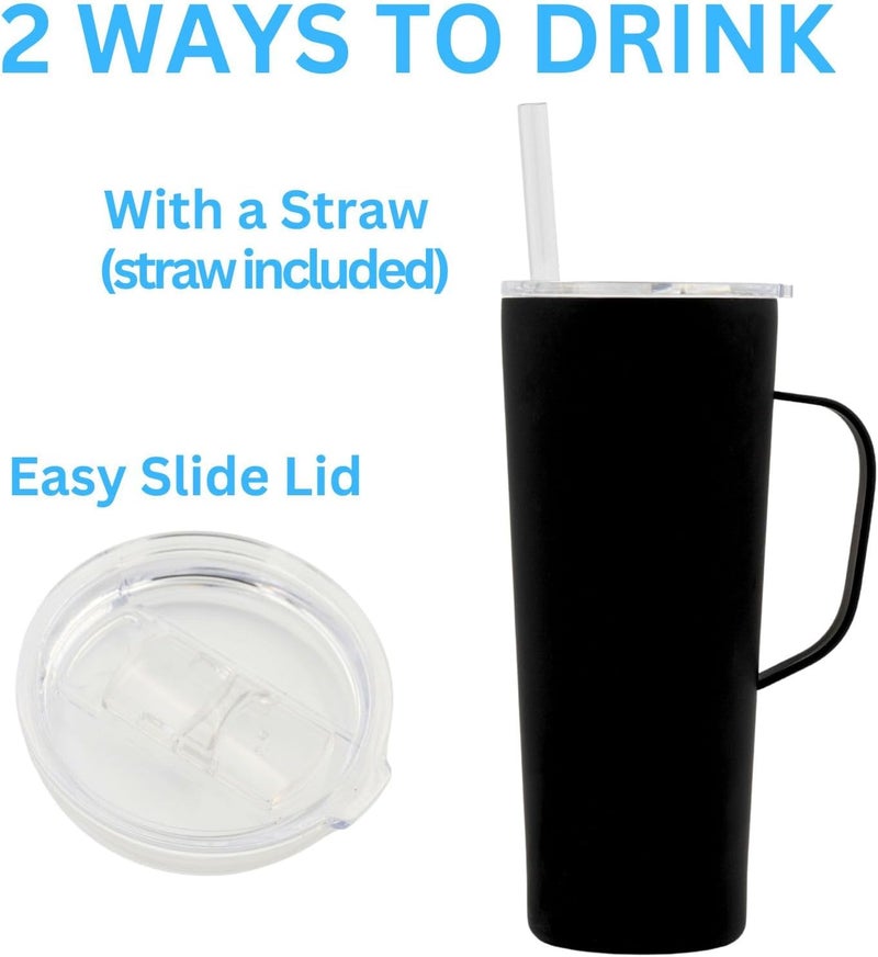 Decorvo NCAA 20 oz. Stainless Steel Tumbler with Handle - Officially Licensed Double Walled Insulated Roadie with Slide Lid and Straw (Missouri - Black) - Image 3